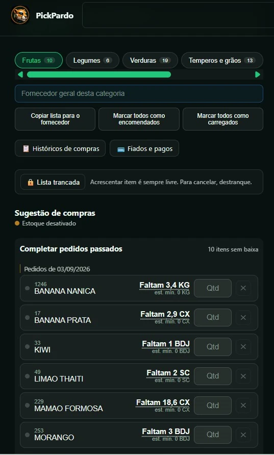 Tela do comprador no celular